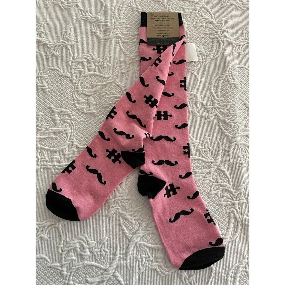 The Earth Is Full Of Good Pink Socks #PinkSocks Mustache And Puzzle Piece